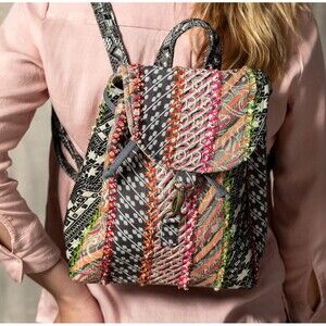 Demdaco Bag Knit Eco-Friendly Patchwork Your Journey Backpack Multi-color Boho